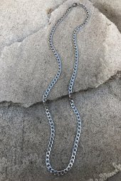 Aralıksız Figaro Silver Renk Çelik Zincir Kolye Hediyelik Şık Aksesuar - 4