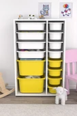Pratico 14 Sepetli Çok Amaçlı Oyuncak Dolabı Sarı Beyaz 2D4K8U thumbnail 1