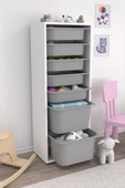 Pratico 7 Sepetli Dolap Oyuncak Dolabı Çok Amaçlı Mutfak Banyo Kiler Dolabı Gri - 2