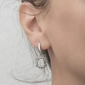 Zirkon Baget Taşlı 925 Sallantılı Gümüş Küpe - 2