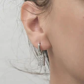 Zirkon Taşlı Süsleme 925 Gümüş Küpe - 4