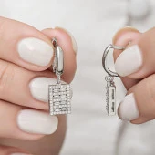 Zirkon Taşlı Süsleme 925 Gümüş Küpe - 6