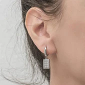 Zirkon Taşlı Süsleme 925 Gümüş Küpe - 8