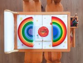 WoodnJoy Masif Ağaç Aktivite & Çalışma Masası( Rulo Aparatlı +Kırtasiye İstasyonlu ve Kaplar Hediye) - 6