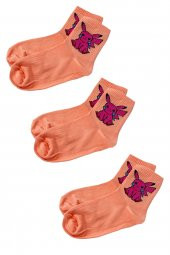 3lü Bayan Çorap Desenli Somon - 1