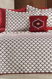 Melodie Çift Kişilik Yatak Örtüsü 4 Parça Krem Bordo - 3
