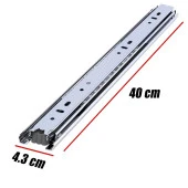 Bilyalı Dolap Çekmece Rayı Metal En 4.3 cm Uzunluk 40 cm - 2