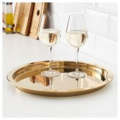 Sunum-Dekor Tepsisi Metal-Gold Renk MeridyenDukkan 38 cm Yuvarlak Servis-Sunum Tepsi Gold - 1