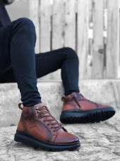 BA0144 İçi Dışı Hakiki Deri Fermuarlı Taba Erkek Spor Yarım Bilek Bot - 1