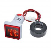 AC 20-500V 100A Kare Dijital Voltmetre Ampermetre 220V Kırmızı thumbnail 1
