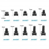 200 Adet 6x6mm Tact Buton Set 10 Farklı Yükseklikte 4 Pin Dokunmatik Anlık Basmalı Düğme Anahtar - 5