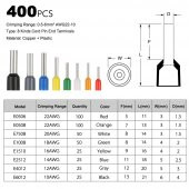 400 Parça İzoleli Kablo Ucu Set Kutulu Yalıtımlı Tel Terminal Soketi Sıkmalı Pin thumbnail 4