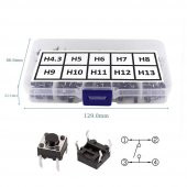 200 Adet 6x6mm Tact Buton Set 10 Farklı Yükseklikte 4 Pin Dokunmatik Anlık Basmalı Düğme Anahtar - 6