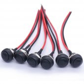 12mm PBS-33B 2 Pin Push Buton Siyah 20cm Kablolu ON OFF 1A 250V thumbnail 5