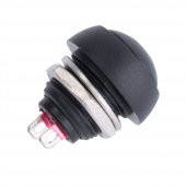 12mm PBS-33B 2 Pin Push Buton Siyah ON OFF 1A 250V Yuvarlak Su Geçirmez Anahtar thumbnail 2