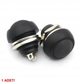 12mm PBS-33B 2 Pin Push Buton Siyah ON OFF 1A 250V Yuvarlak Su Geçirmez Anahtar thumbnail 5