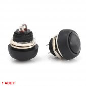 12mm PBS-33B 2 Pin Push Buton Siyah ON OFF 1A 250V Yuvarlak Su Geçirmez Anahtar thumbnail 6