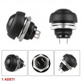 12mm PBS-33B 2 Pin Push Buton Siyah ON OFF 1A 250V Yuvarlak Su Geçirmez Anahtar thumbnail 7