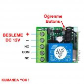 433Mhz RF 1 Kanal Röle Modül DC 12V Kablosuz Pompa Fan Lamba Perde - 3
