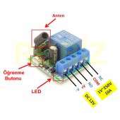 433Mhz RF 1 Kanal Röle Modül DC 12V Kablosuz Pompa Fan Lamba Perde - 5