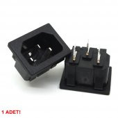 220V 15A AC Erkek Power Giriş Soketi C14 3 Pin Panel Montaj Tip thumbnail 7