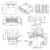 Type-C Usb Soket 16 Pin Smd USB 3.1 Cep Tel. Konnektör Şarj Dişi - 8