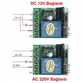 433Mhz RF 1 Kanal Röle Modül DC 12V Kablosuz Pompa Fan Lamba Perde - 8