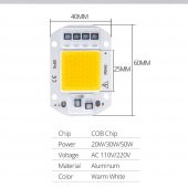 220V 50W Power Led Gün Işığı Warm White Projektör Cob Led Driver - 7