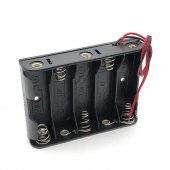 5li 1,5V AA Kalem Pil Kutusu Yuvası 5x1,5V Kablolu Batarya Pil Tutucu - 6