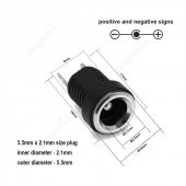 5.5mm x 2.1mm DC Güç Soketi Plastik Panel Montaj Tip Adaptör - 7