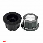 Plastik Pot Başlığı 16mm Siyah Gümüş Rotary Enkoder Ses Kontrol - 4