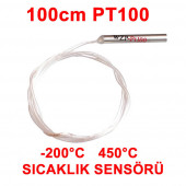 PT100 Platinyum Isı Sıcaklık Sensörü 100cm Su Geçirmez -200C to 450C Metal Koruyucu Dalgıç Prob Term thumbnail 8
