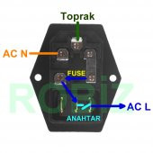 220V Erkek Power Soketi Sigorta Yuvalı ve Işıklı Açma Kapama Anahtarlı Kulaklıklı Montaj Tip thumbnail 8