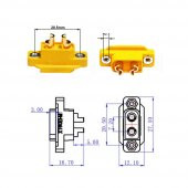 XT60 Panel Montaj Tip Erkek Konnektör Lityum LiPo Pil Akü Batarya Bağlantı Konnektörü thumbnail 8