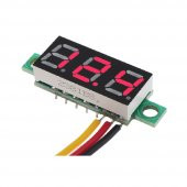 0.28 inch DC 0-100V Mini Digital Voltmetre 3 Kablolu DC Kırmızı - 1