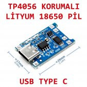 TP4056 Korumalı Lityum Pil Şarj Devresi Type C Usb Batarya thumbnail 1