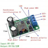 Sabit 5V 5A Çıkışlı Güç Kaynağı Voltaj Düşürücü Modül HW-468 - 5