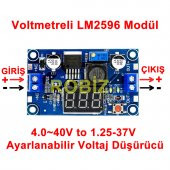 LM2596 Voltmetreli Ayarlanabilir 3A Güç Kaynağı Voltaj Düşürür - 8