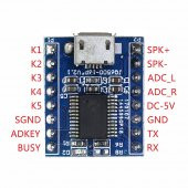JQ6500 Mp3 Modülü-16Mbit Mini Ses Mp3 WMV 5 TuşluKontrol Microusb - 6