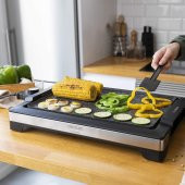 Cecotec Tasty & Grill 2000 Plancha paslanmaz çelik elektrikli 2000 W, plaka Taş taşı yapışmaz. - 2