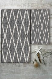 Baklava Desenli Siyah-Beyaz 2li Halı Takımı (60x100/40x60) - WLLY1214 - 2