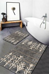 Gri Etnik Desenli 2li Halı Takımı (60x100/40x60) - WLLY1207 - 1