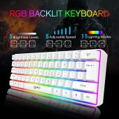 BİLGE Kablolu Kompakt oyun klavyesi Mini 61 Tuşları 11 RGB Arka ışık Efektleri Tuşları. - 4