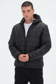 Slim Fit İçi Kürk Astarlı Kapüşonlu Şişme Mont Erkek - 1