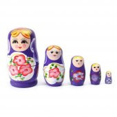 Ahşap Matruşka Bebek Beşli Set Mor - 1
