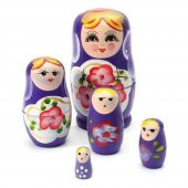 Ahşap Matruşka Bebek Beşli Set Mor - 3