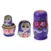 Ahşap Matruşka Bebek Beşli Set Mor - 5