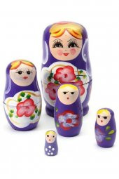 Ahşap Matruşka Bebek Beşli Set Mor - 8