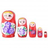 Ahşap Matruşka Bebek Beşli Set Kırmızı - 1