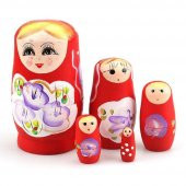 Ahşap Matruşka Bebek Beşli Set Kırmızı - 3